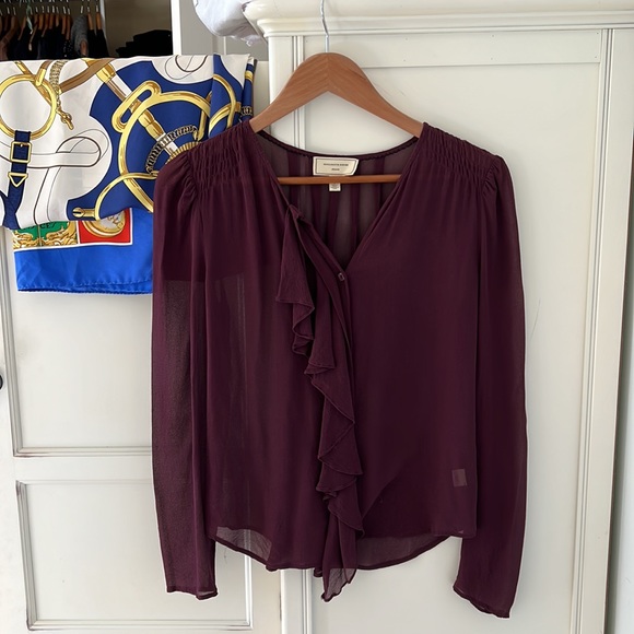 Anthropologie Purple Silk Blouse Top - Picture 2 of 8